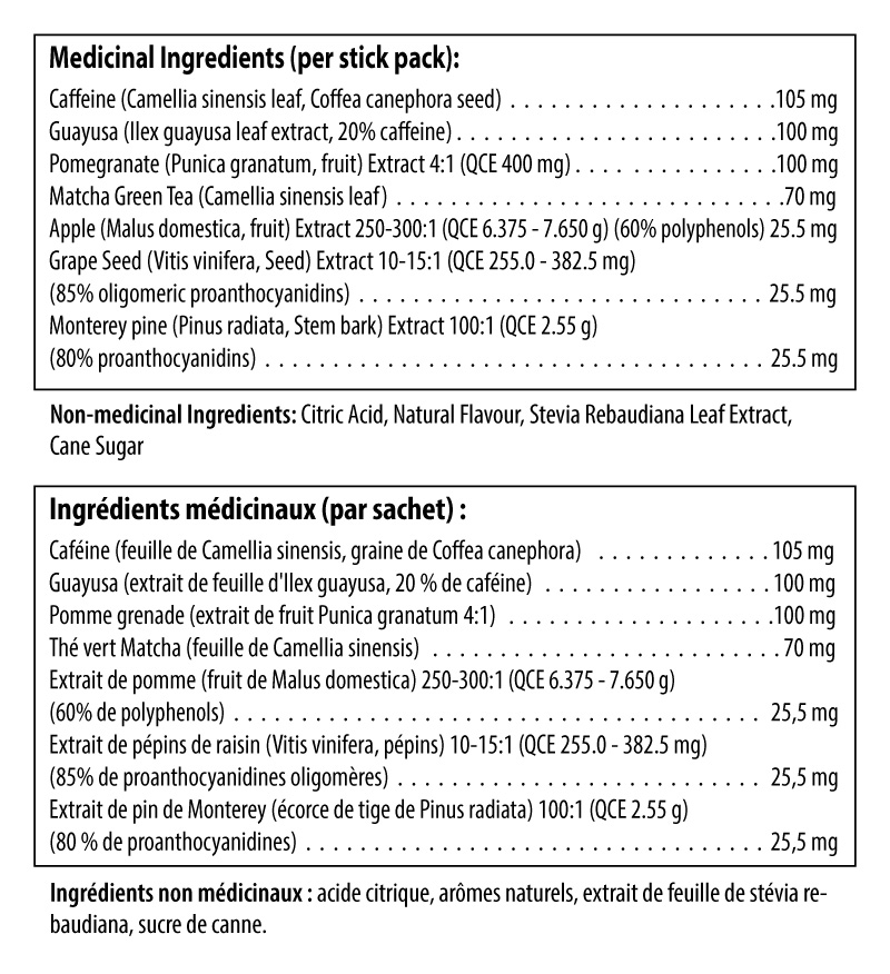 Amare EDGE Watermelon Nutritional Label - CANADA