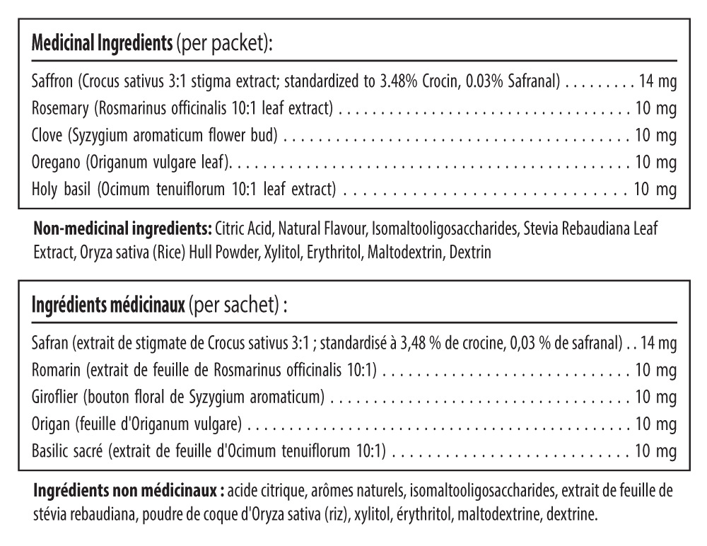 Amare Kids Mood Plus - Nutritional Label